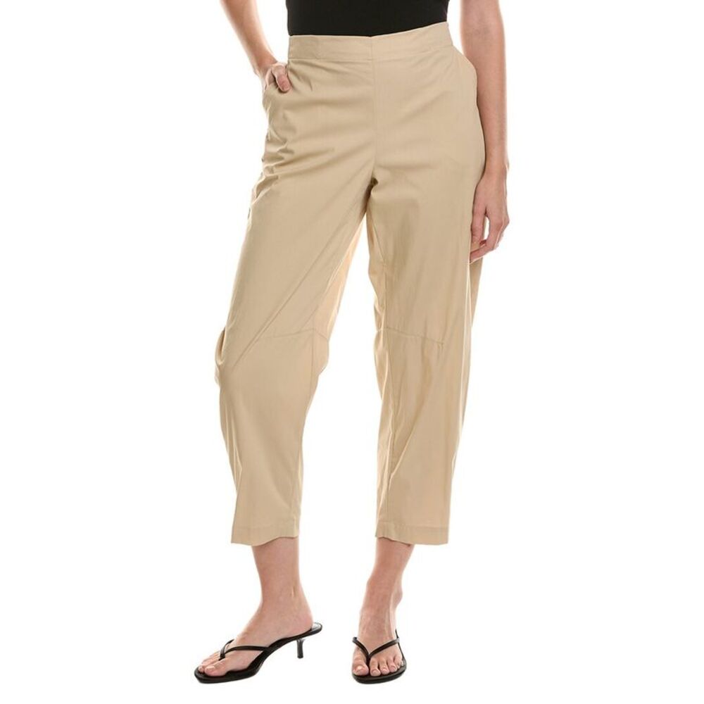 Anne Klein Womens Petite Pull-On Barrel Leg Poplin Pant, Brown